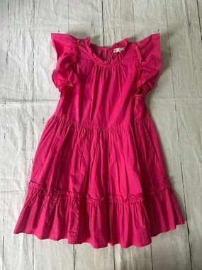Caroline Constas Hot Pink Flutter Sleeve Cotton Dress size medium
